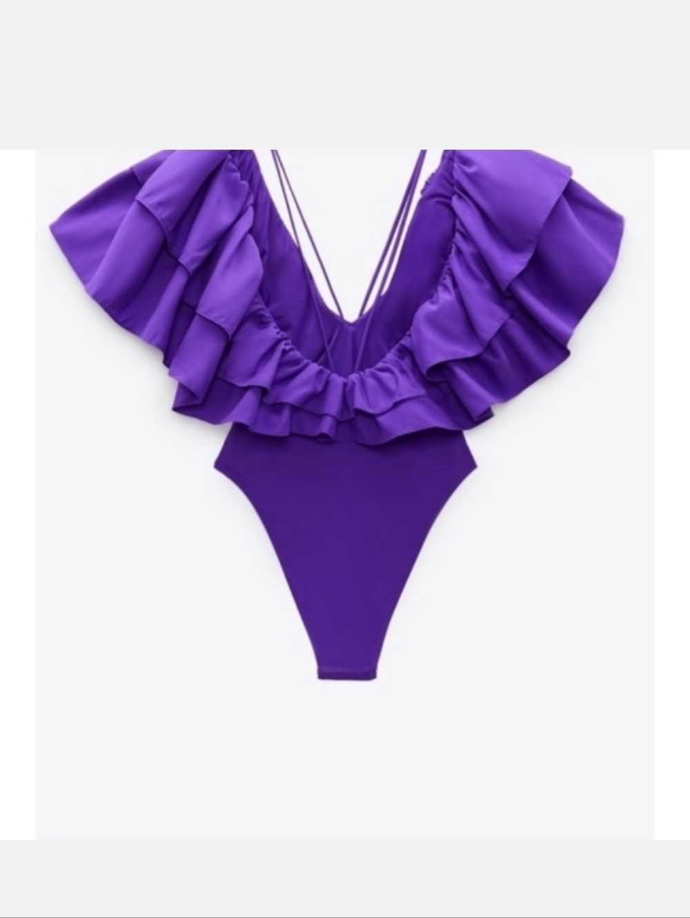 Zara Purple Ruffle One-Piece Swimsuit - Picture 3 of 4
